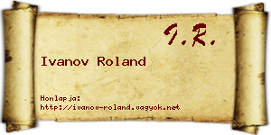 Ivanov Roland névjegykártya